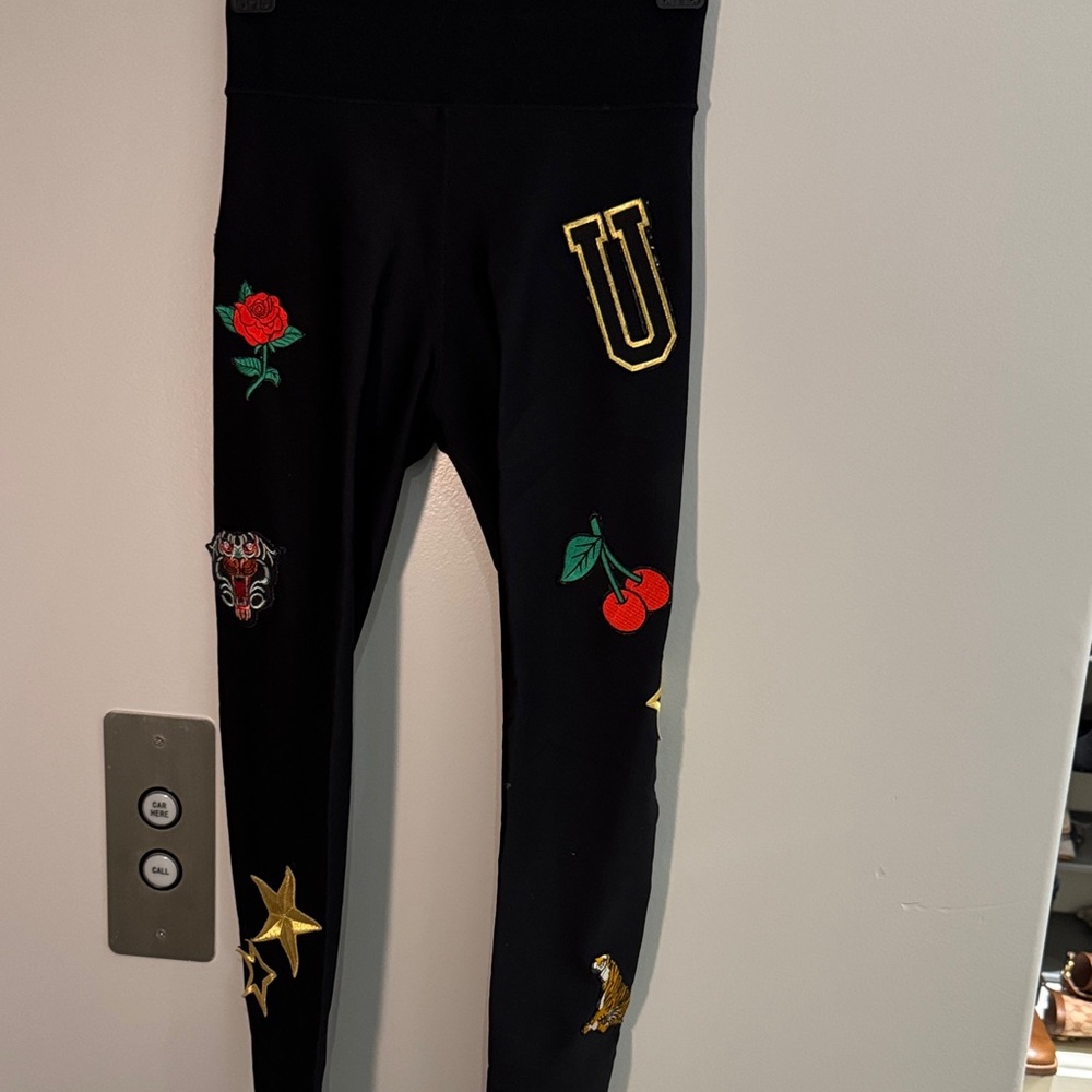 Ultracor Black Kids Leggings with Colorful Embroidery